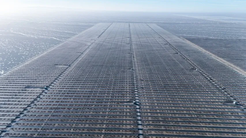 A 120MW PV plant utilizing TrinaTracker's Vanguard 2P in Gobi desert connected to grid