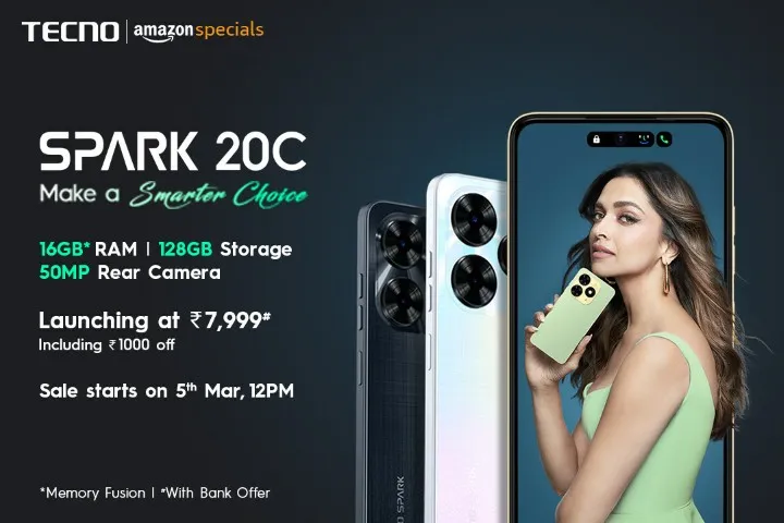 TECNO's All-Rounder SPARK 20C with 16GB* RAM and 128GB ROM hits the Indian market