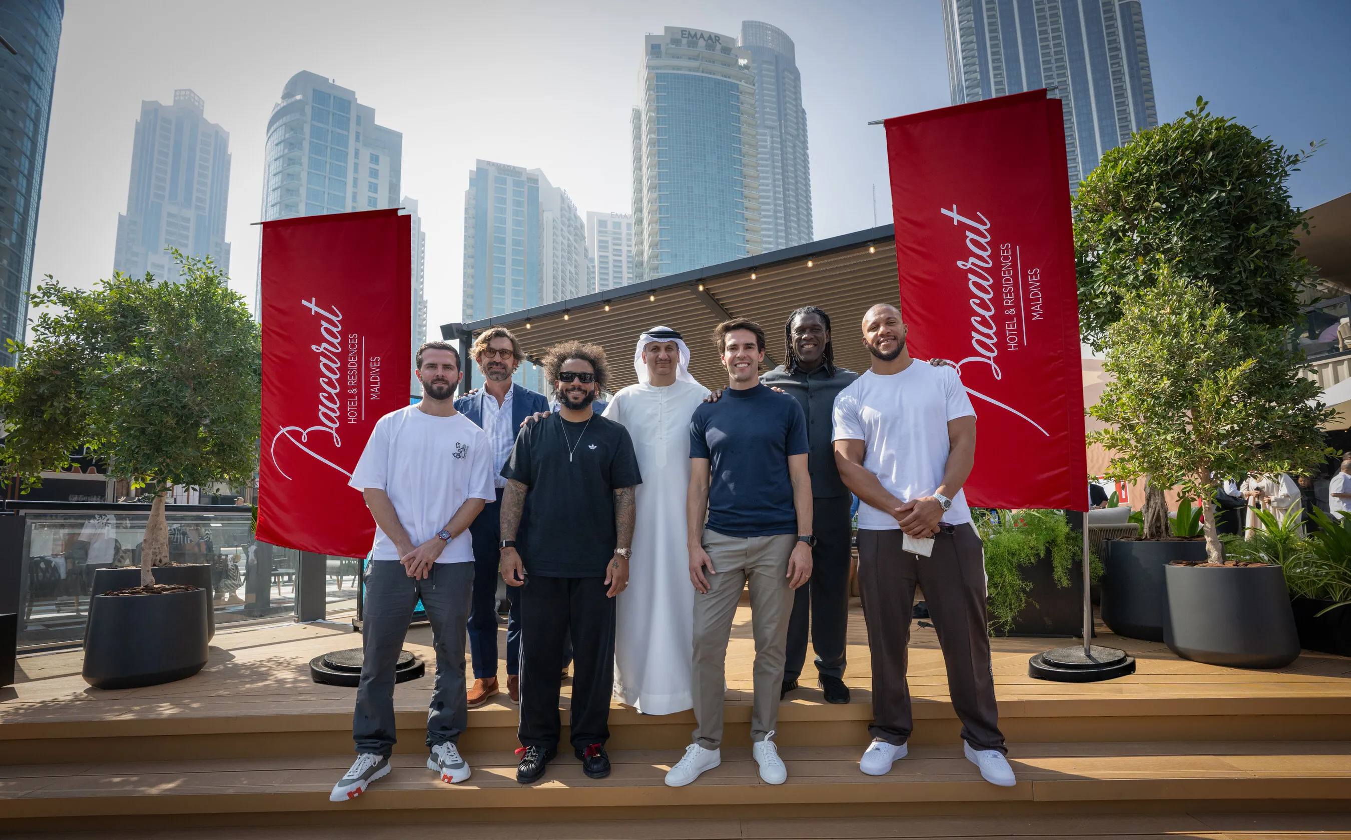 Global Football Icons Clarence Seedorf, Marcelo, Andrea Pirlo, Miralem Pjanić &amp; Ricardo Kaká, alongside UFC heavyweight Cyril Gane, attend Dubai Watch Week with Baccarat Hotel &amp; Residences Maldives