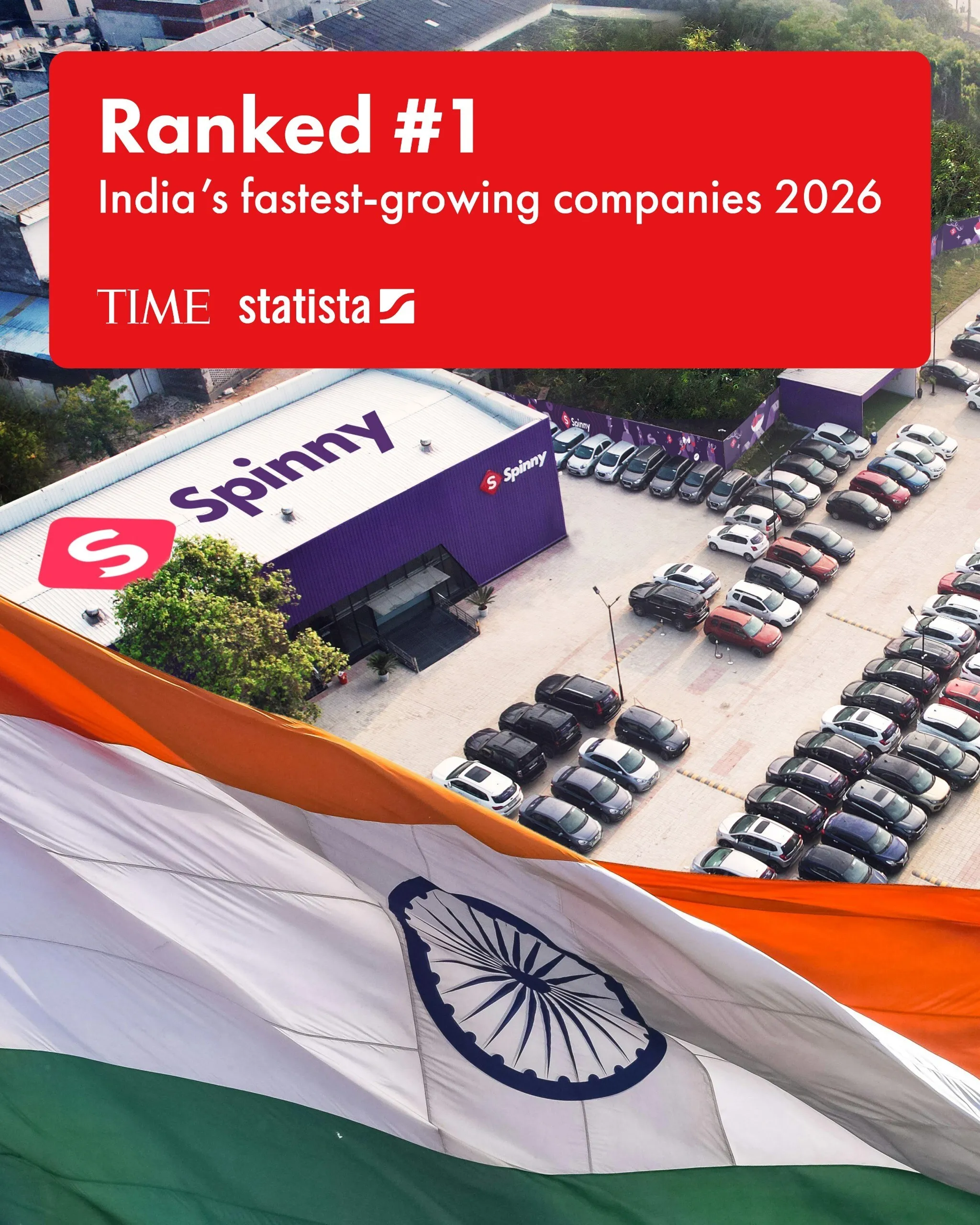 Spinny Ranked #1 in India's Fastest-Growing Companies 2026 by TIME and Statista