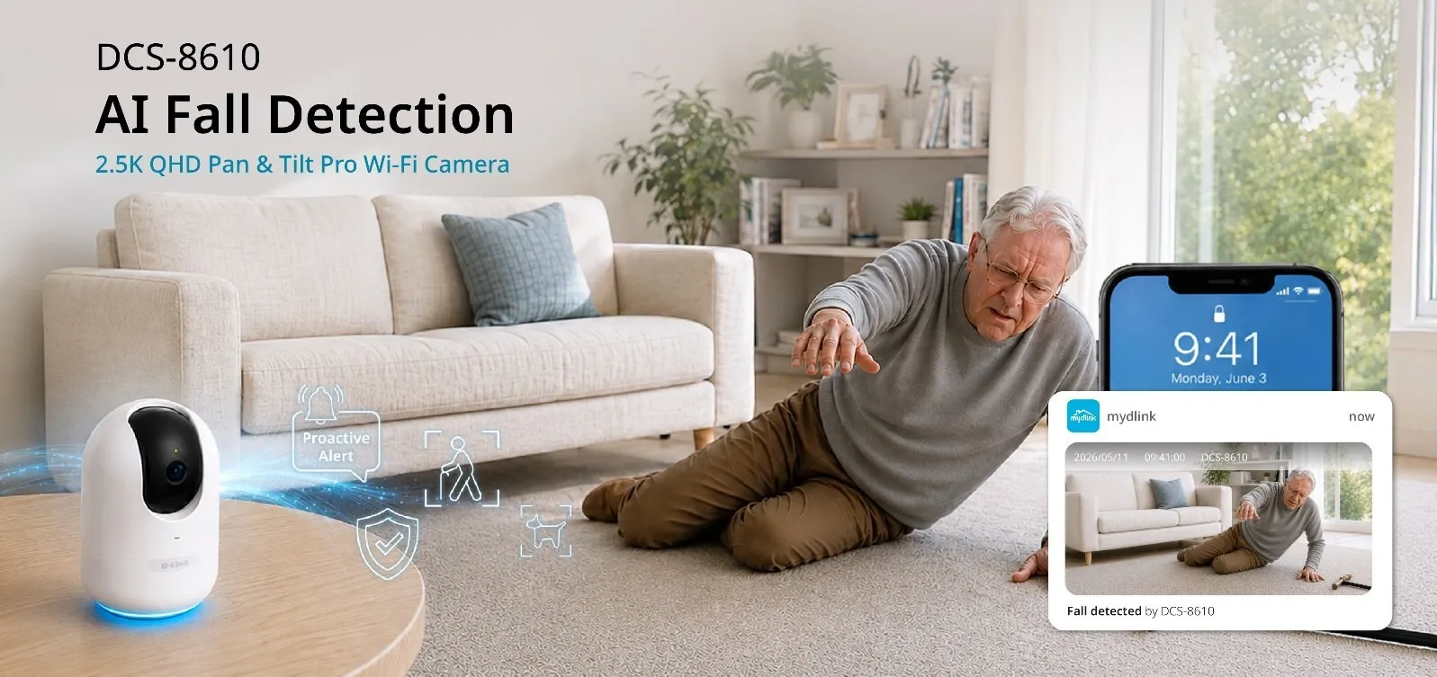 D-Link Brings Advanced AI Fall Detection and Privacy Protection to Home Elderly Care with the New DCS-8610 Wi-Fi Camera