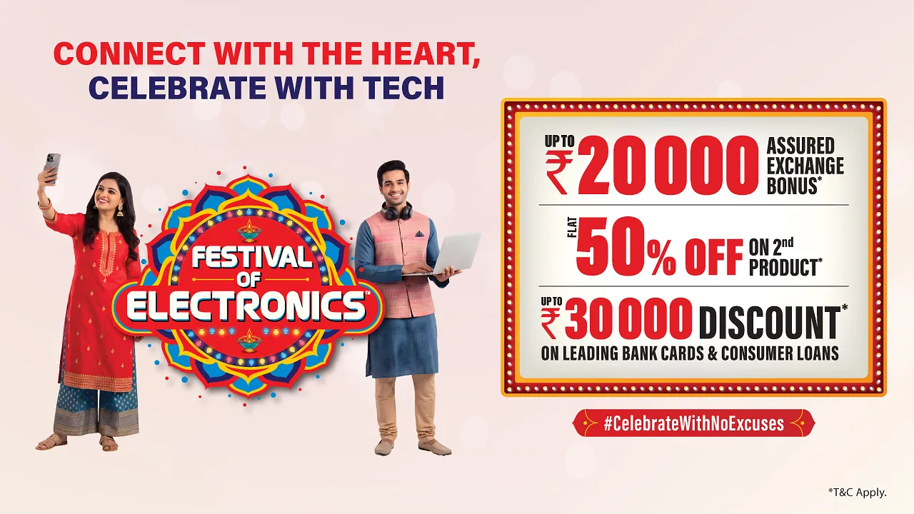 Reliance Digital's Festival of Electronics Offers Up to ₹20,000 Exchange Bonus, Flat 50% Off on the Second Product and Up to ₹30,000 in Bank Card and Consumer Loan Discounts